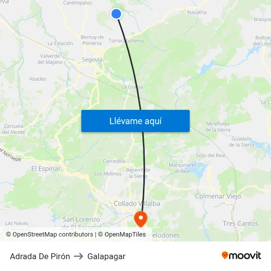 Adrada De Pirón to Galapagar map