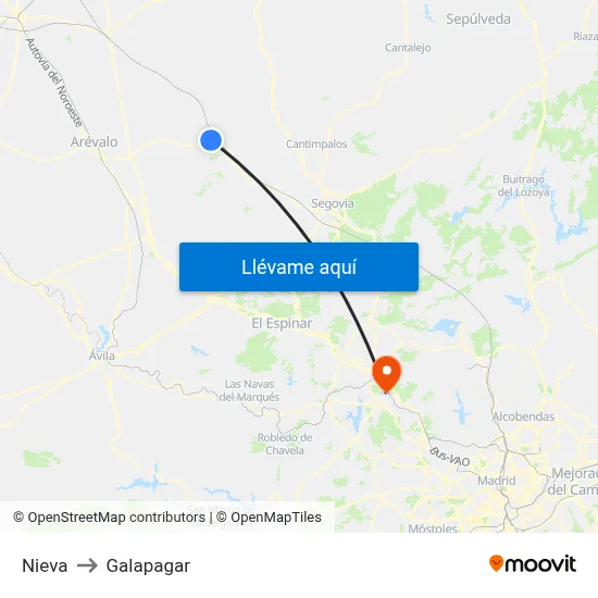 Nieva to Galapagar map
