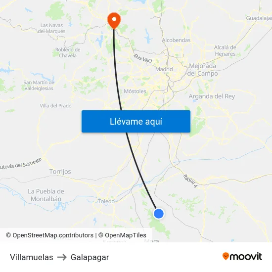 Villamuelas to Galapagar map