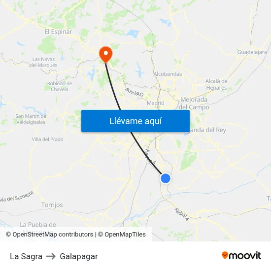 La Sagra to Galapagar map