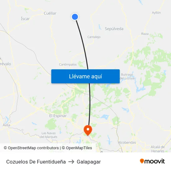 Cozuelos De Fuentidueña to Galapagar map