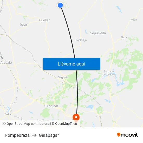 Fompedraza to Galapagar map