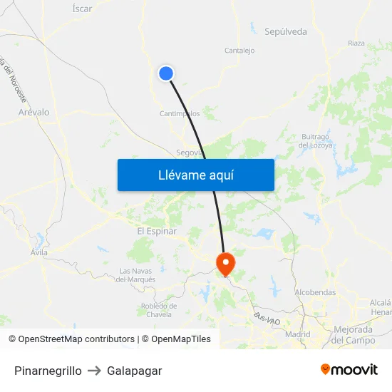 Pinarnegrillo to Galapagar map