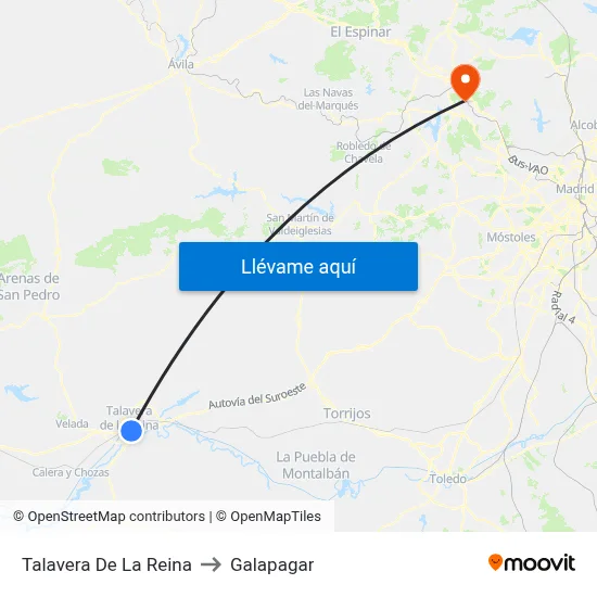 Talavera De La Reina to Galapagar map