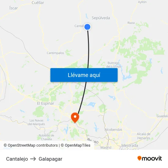 Cantalejo to Galapagar map