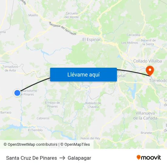 Santa Cruz De Pinares to Galapagar map