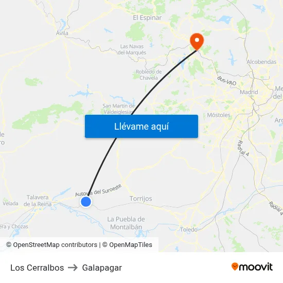 Los Cerralbos to Galapagar map