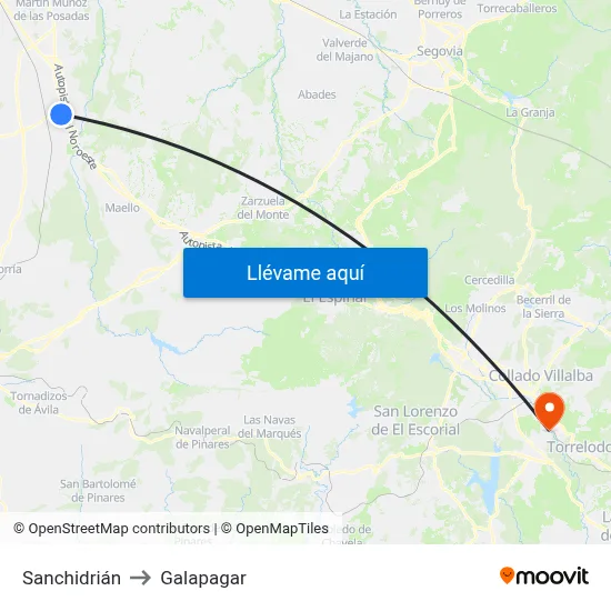 Sanchidrián to Galapagar map