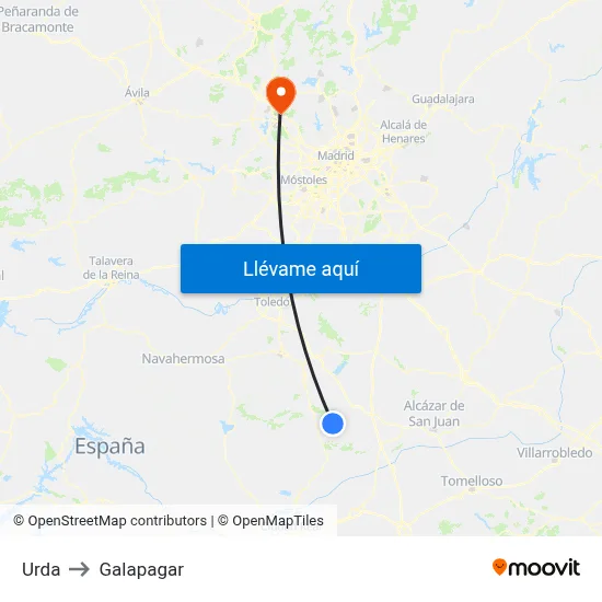 Urda to Galapagar map