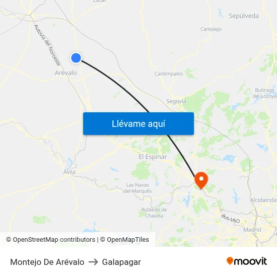 Montejo De Arévalo to Galapagar map