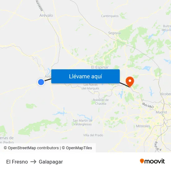 El Fresno to Galapagar map