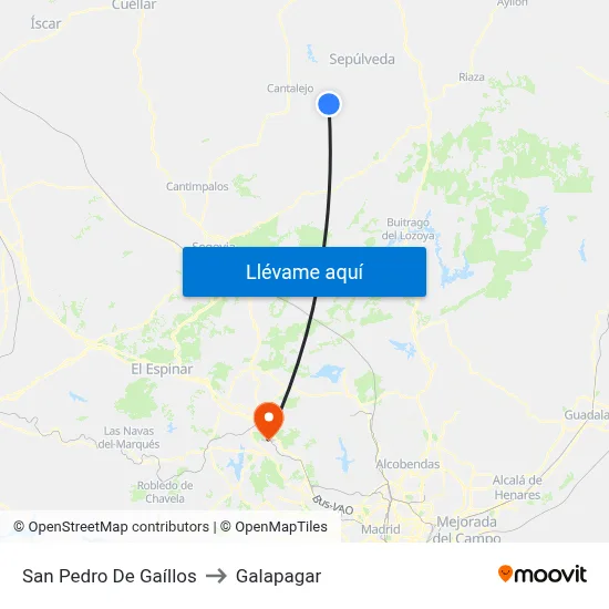 San Pedro De Gaíllos to Galapagar map