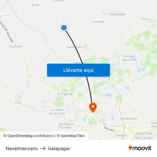 Navalmanzano to Galapagar map