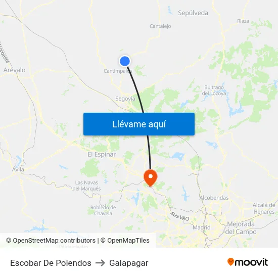 Escobar De Polendos to Galapagar map