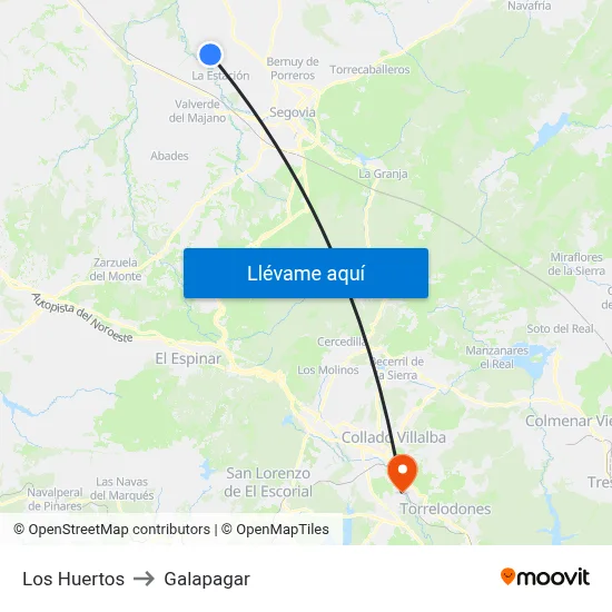 Los Huertos to Galapagar map