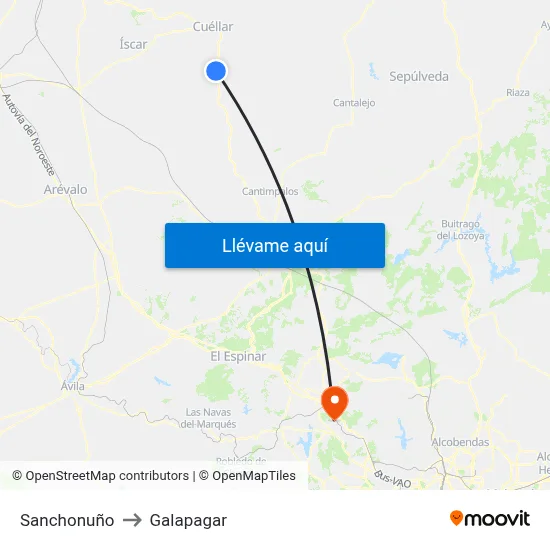 Sanchonuño to Galapagar map