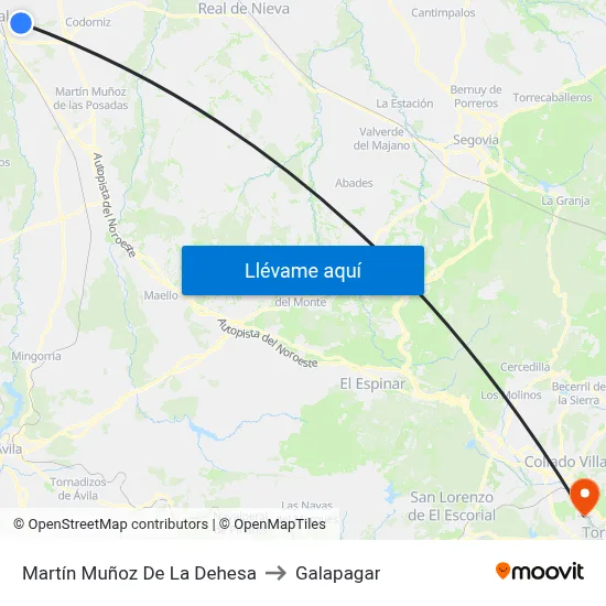 Martín Muñoz De La Dehesa to Galapagar map