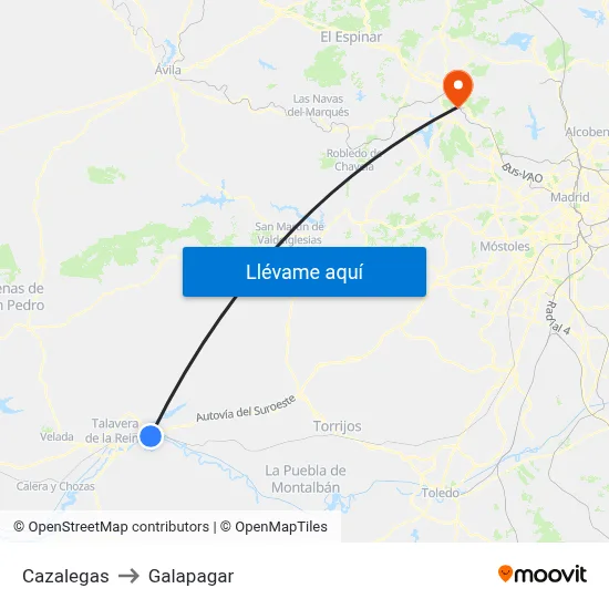 Cazalegas to Galapagar map