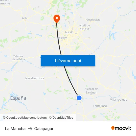 La Mancha to Galapagar map