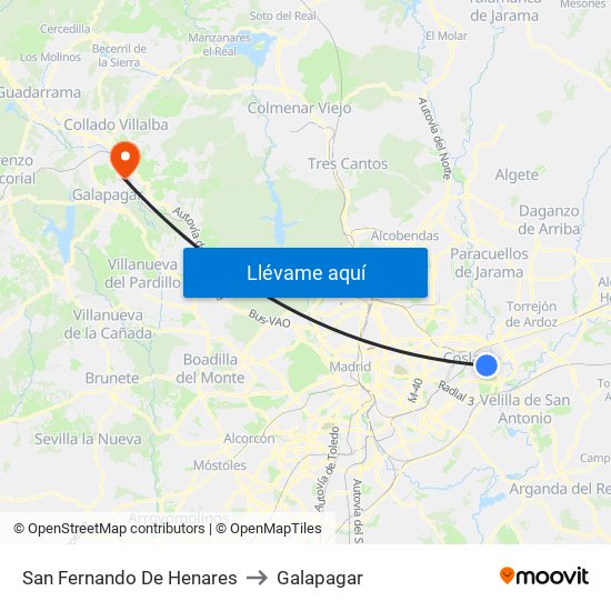 San Fernando De Henares to Galapagar map