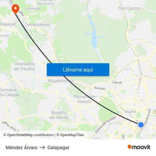 Méndez Álvaro to Galapagar map