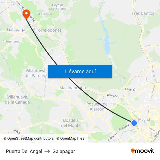 Puerta Del Ángel to Galapagar map