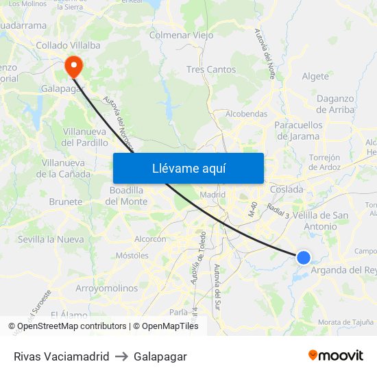 Rivas Vaciamadrid to Galapagar map