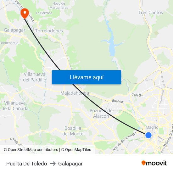 Puerta De Toledo to Galapagar map