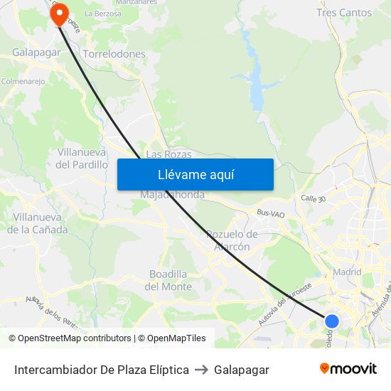 Intercambiador De Plaza Elíptica to Galapagar map