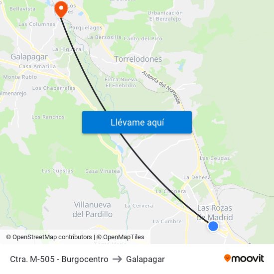 Ctra. M-505 - Burgocentro to Galapagar map