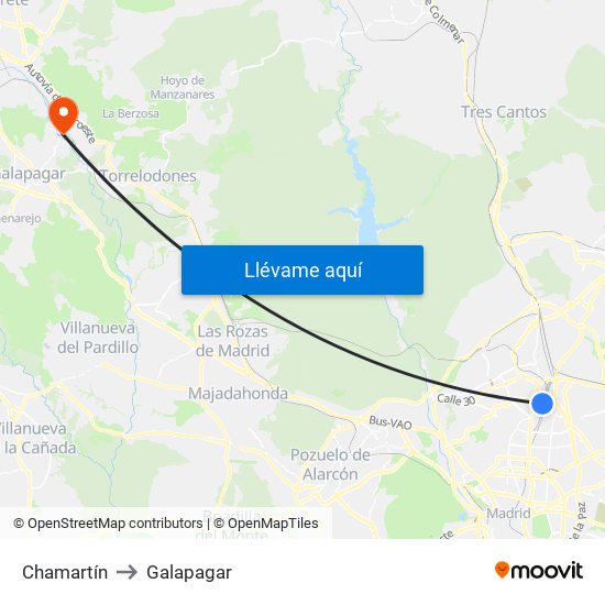Chamartín to Galapagar map