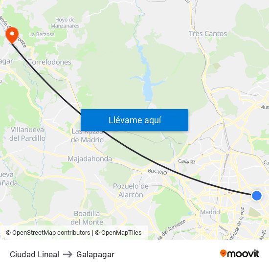 Ciudad Lineal to Galapagar map