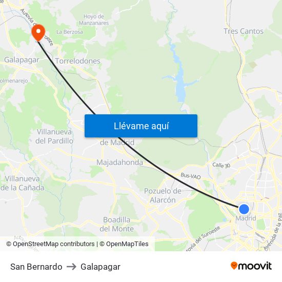 San Bernardo to Galapagar map