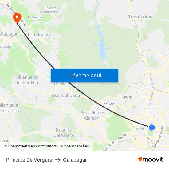 Príncipe De Vergara to Galapagar map