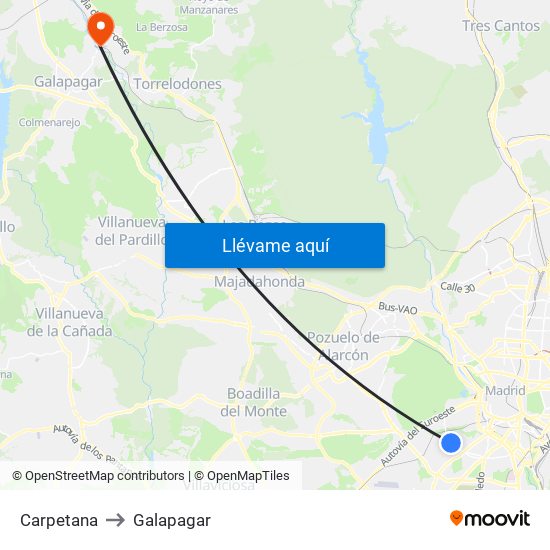 Carpetana to Galapagar map