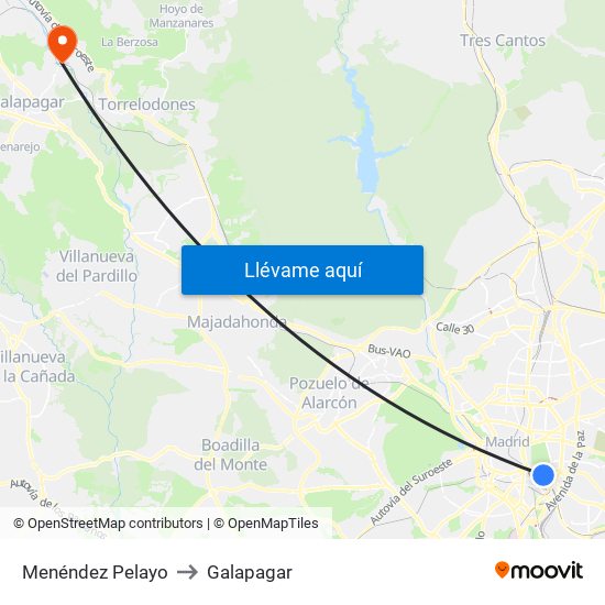 Menéndez Pelayo to Galapagar map