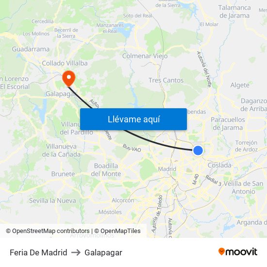 Feria De Madrid to Galapagar map