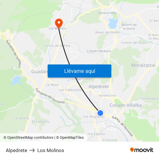 Alpedrete to Los Molinos map