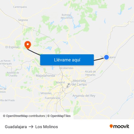 Guadalajara to Los Molinos map