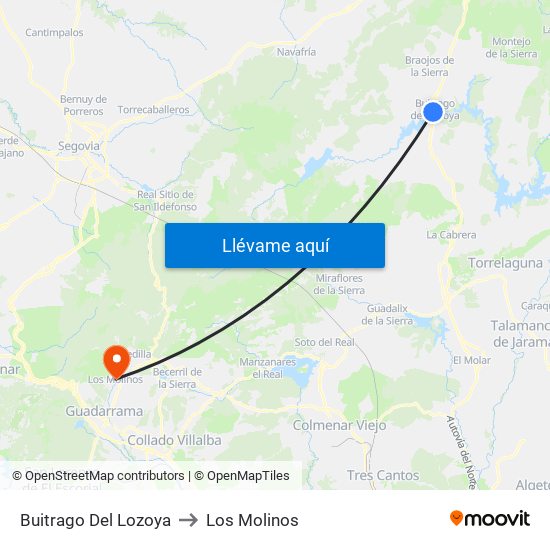 Buitrago Del Lozoya to Los Molinos map