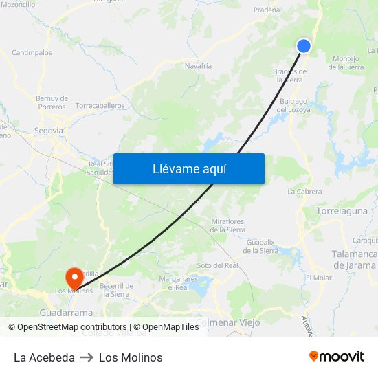La Acebeda to Los Molinos map