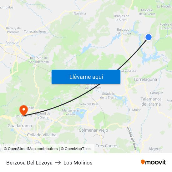 Berzosa Del Lozoya to Los Molinos map