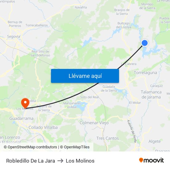 Robledillo De La Jara to Los Molinos map