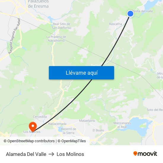 Alameda Del Valle to Los Molinos map