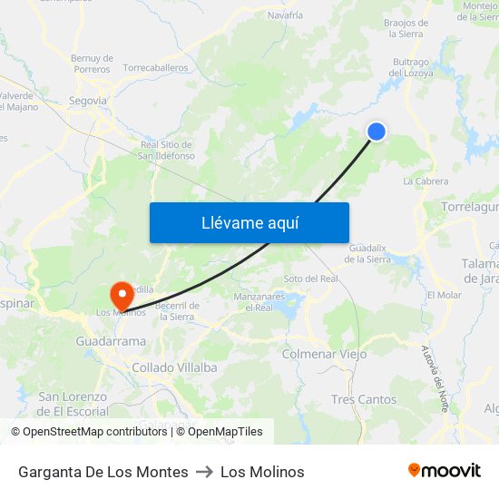 Garganta De Los Montes to Los Molinos map