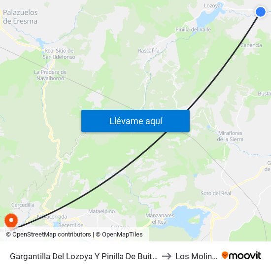 Gargantilla Del Lozoya Y Pinilla De Buitrago to Los Molinos map