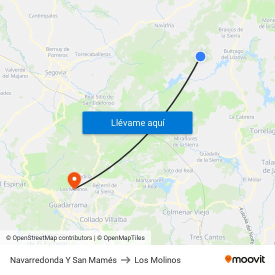 Navarredonda Y San Mamés to Los Molinos map