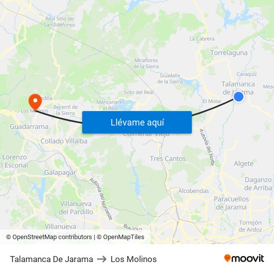 Talamanca De Jarama to Los Molinos map