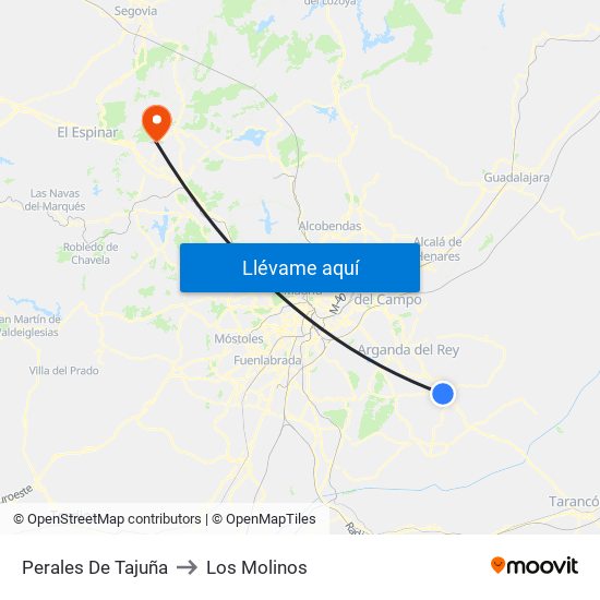 Perales De Tajuña to Los Molinos map