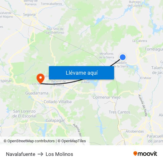 Navalafuente to Los Molinos map